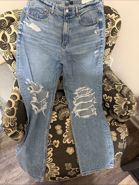 American Eagle Outfitters Denim - American Eagle Strigid Highest Rise Distressed Baggy Straight-Leg Jeans